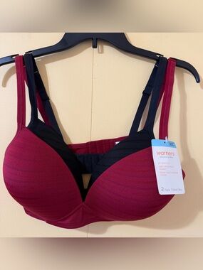 NWT 2 Pack Warner's Bra Red/Black Wireless 38C